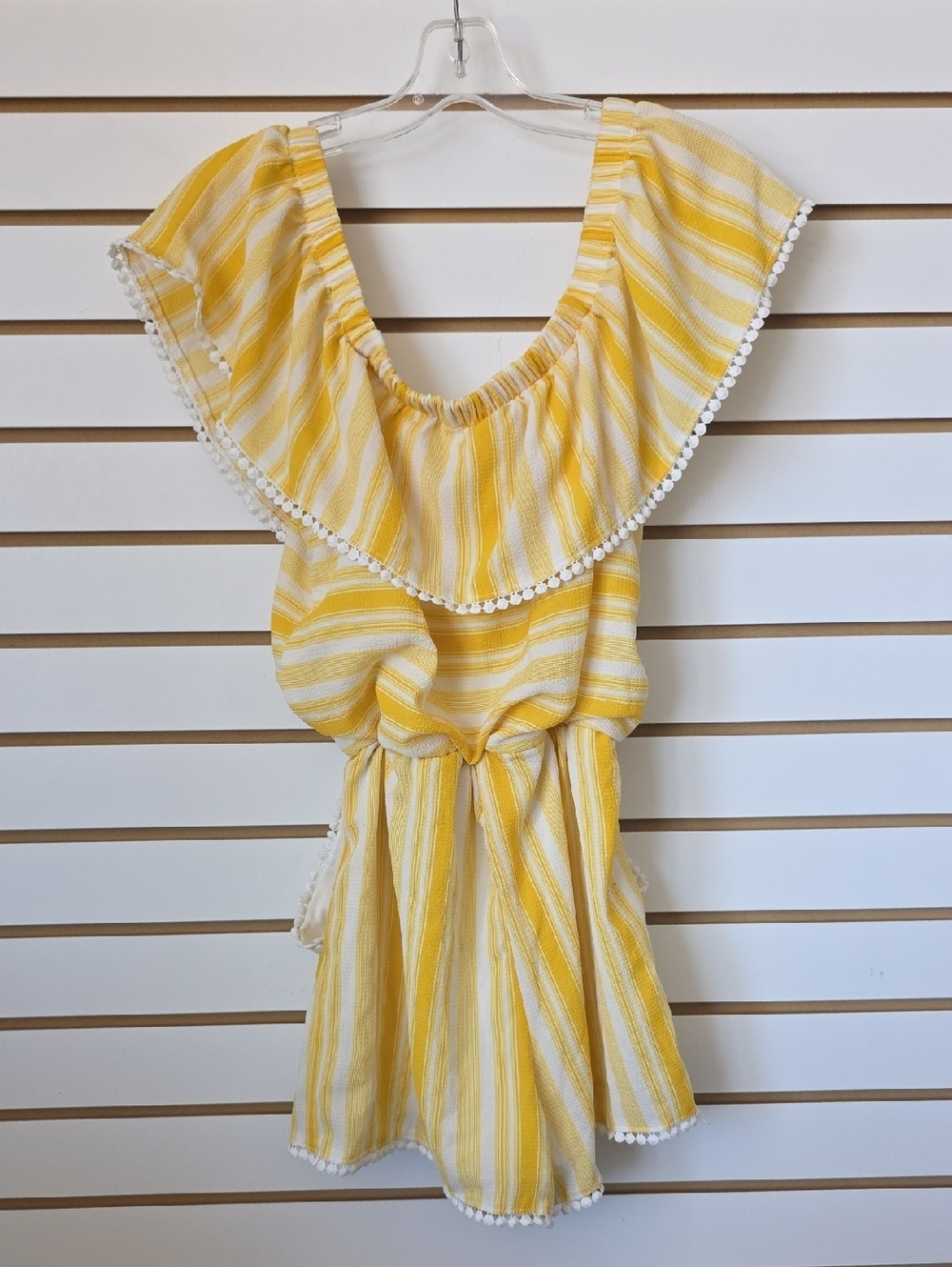 Premier Amour Striped Ruffle Romper 8 - Picture 6 of 9